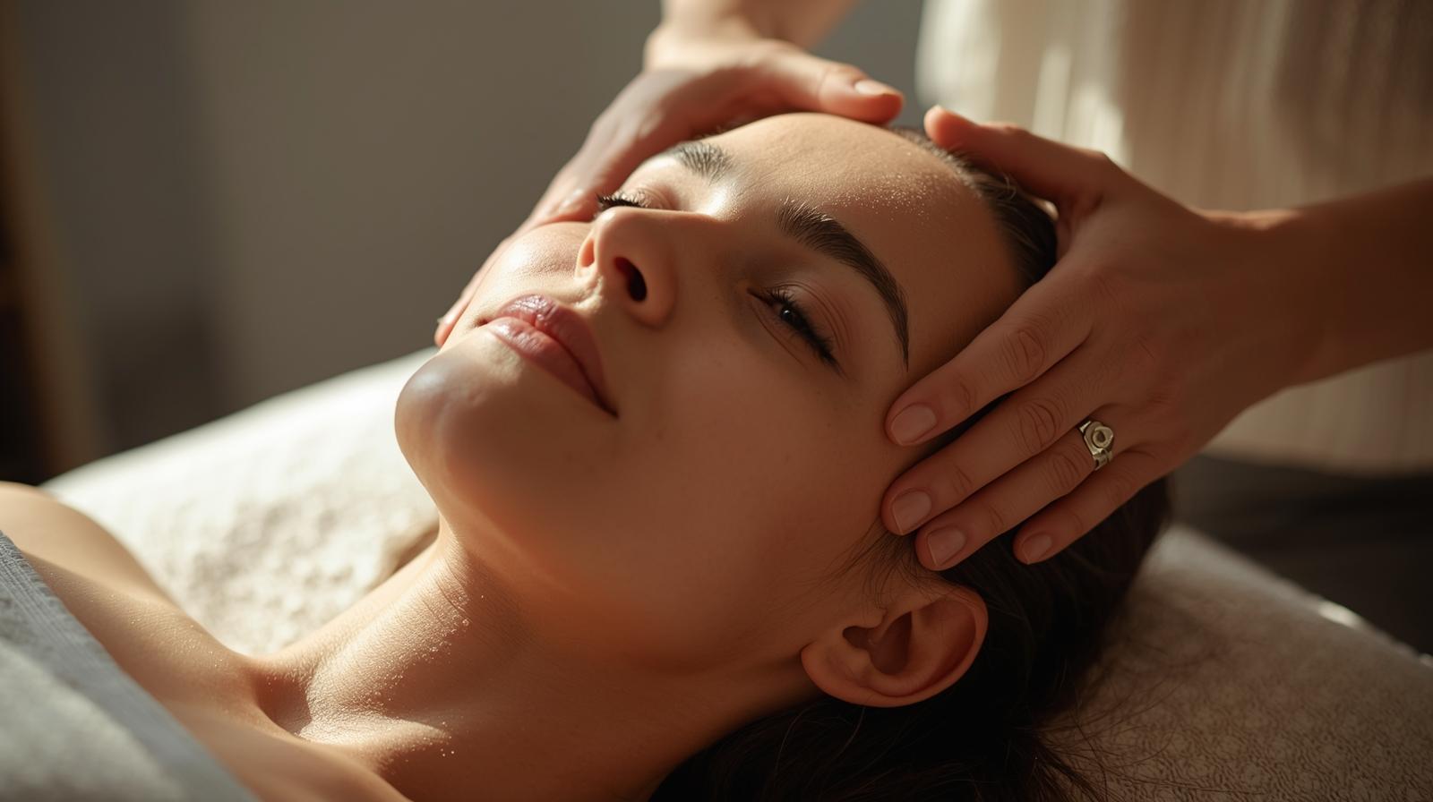 woman performing cranial sacral